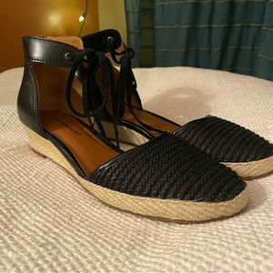 Lucky Brand Talianna Black Woven Espadrille Women Size 8 in Original Box
